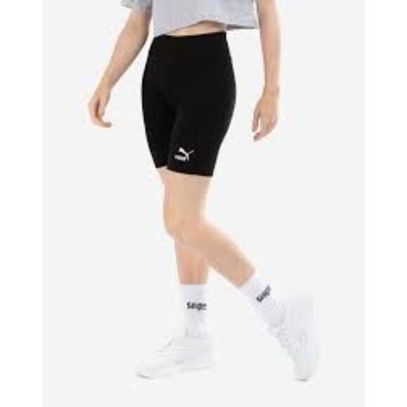 Puma Ribbed Compression Shorts Black Racerback Logo Women's Small - Picture 2 of 6